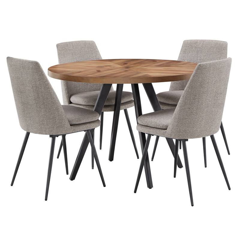 Saki Iron Grey Finish Chenille Fabric 5-Piece Dining Set by iNSPIRE Q Modern - Dark Grey