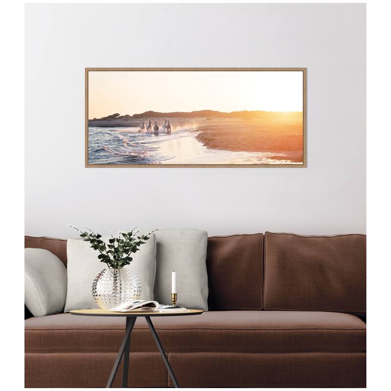 Kate and Laurel Camargue Horses XXIX by Laura Evans Framed Canvas Wall Art Print