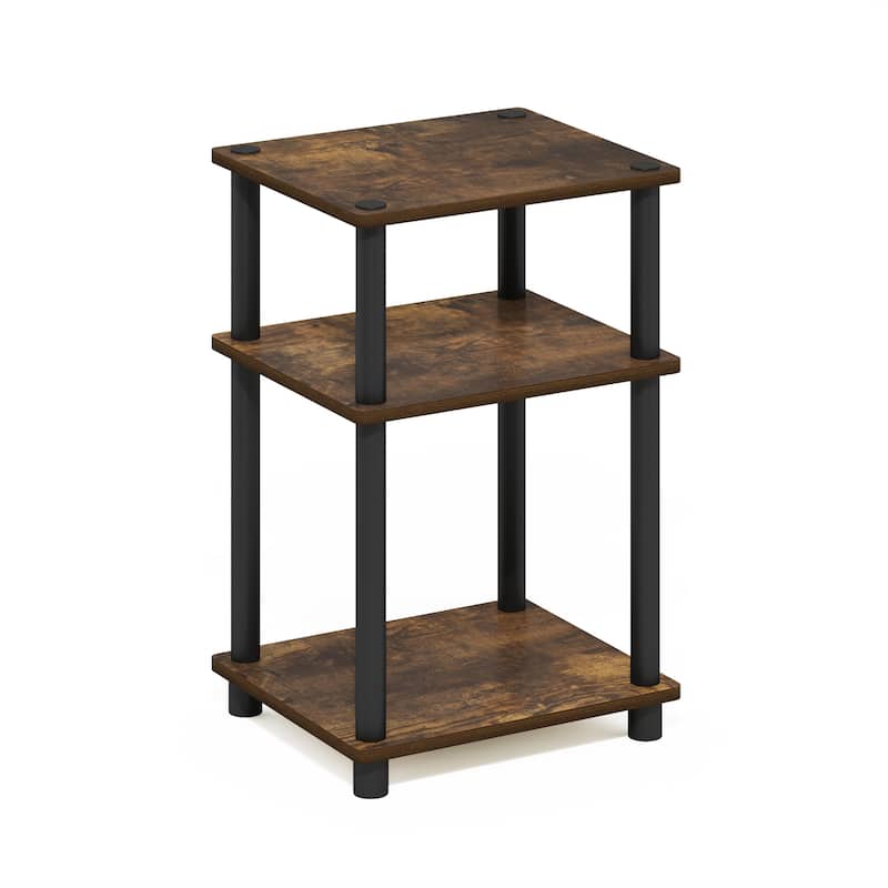 Furinno Just 3-Tier Turn-N-Tube End Table, Sonoma Oak/White