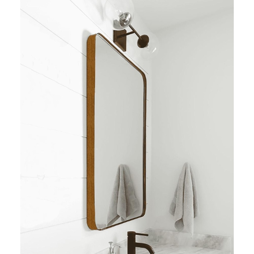 Mirrors for bathroom 31.4 inchW X23.6 H Square Bathroom Mirror Frameless Rounded Edge Edging 5mm High Definition Silver Mirror ExplosionProof Glass Wall Mounted Waterproof and Moisture Proof Vanity Mirro NJOLG