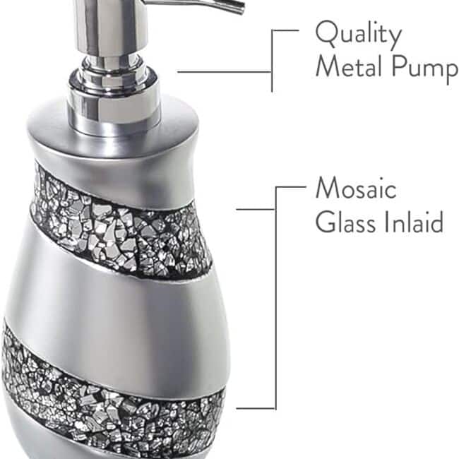 Creative Scents Silver Mosaic Glass 4-Piece Bathroom Accessory Set