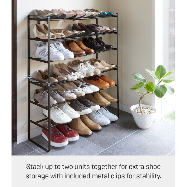 Yamazaki Home 3-Tier Expandable Shoe Rack, Steel, Expandable - L