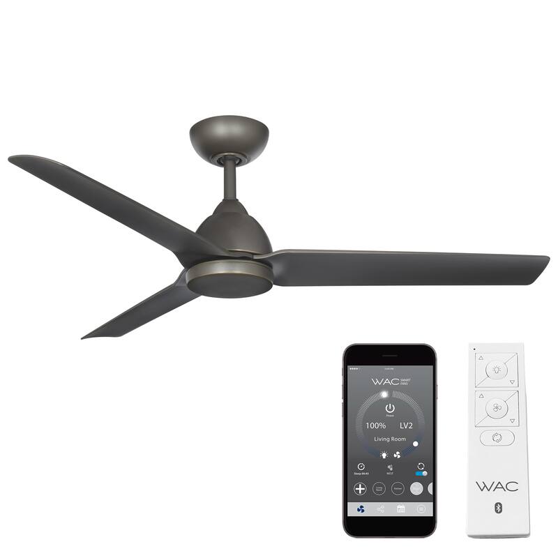 Mocha Indoor/Outdoor 3-Blade Smart Ceiling Fan 54in with Remote Control and Wall Cradle - 54