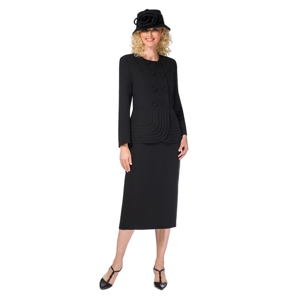 Giovanna Signature 2pc Double Breasted Suit w/ Layered Peplum Jkt. Opens flyout.