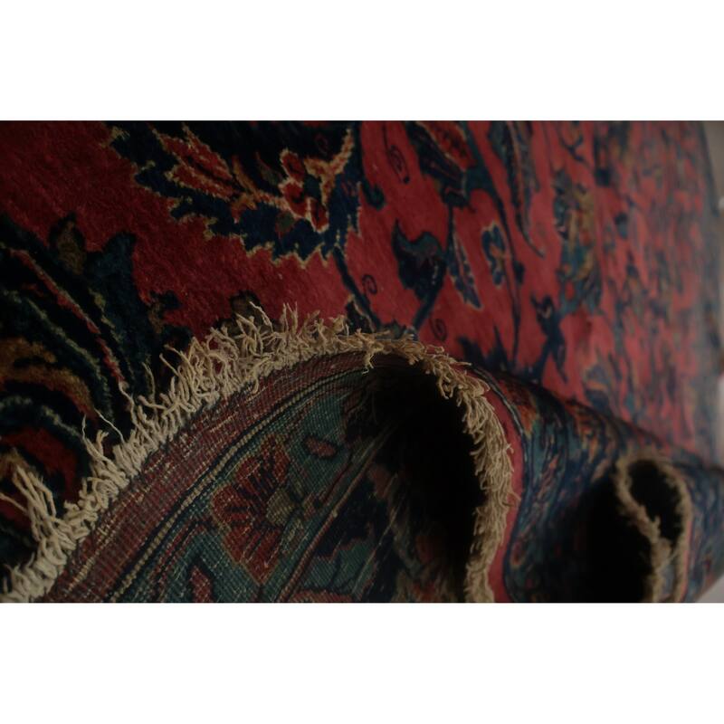 Hand Knotted Oriental 100% Wool Carpet Traditional Floral Pink Bidjar Area Rug - 9' 11'' X 7' 9''