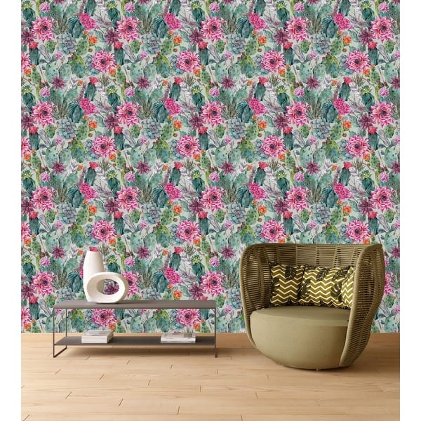 Cactus and Succulents Wallpaper Peel and Stick and Prepasted Bed Bath