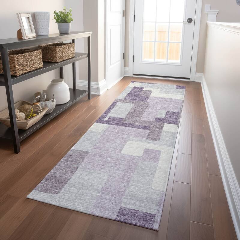 Premium Washable Super Soft Modern Geo Mayfield Rug - Lavender - 2' 3" x 7' 6" - Runner