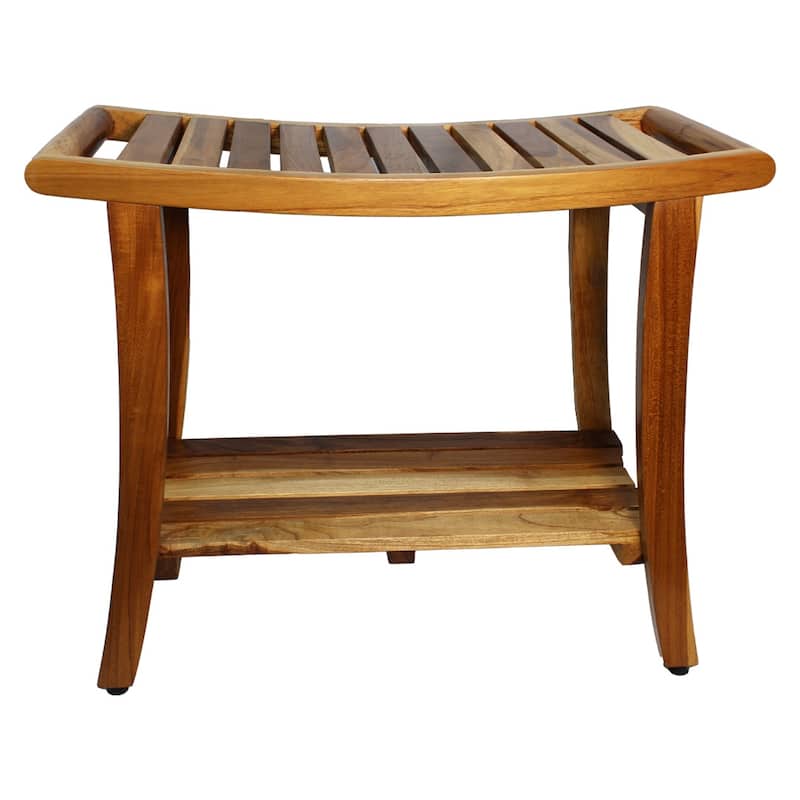 EcoDecors Harmony EarthyTeak 30" Teak Wood Shower Bench - 30 W x 24 T x 14 D