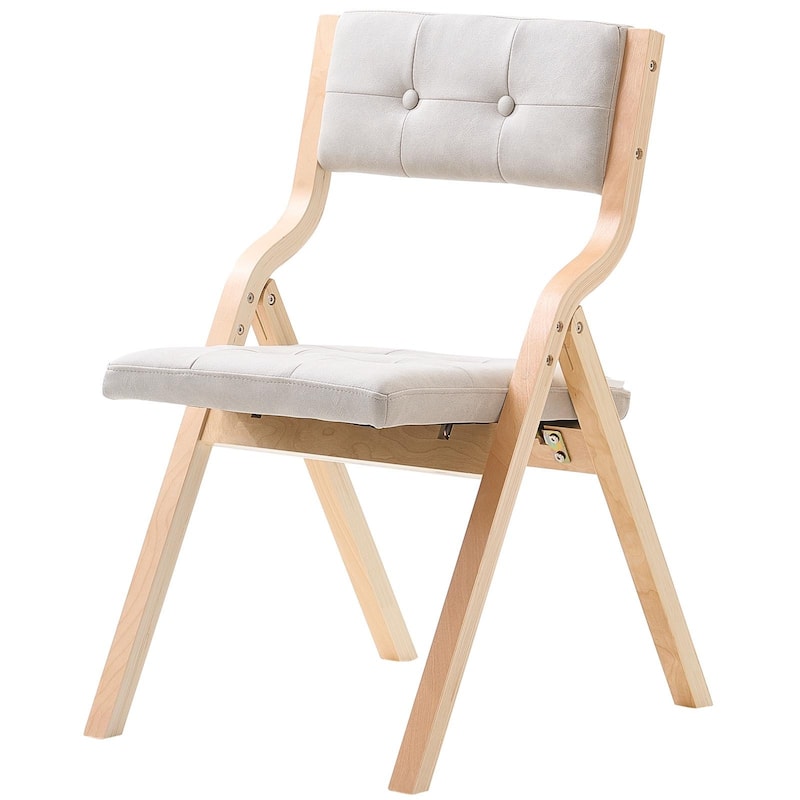 Foldable Wooden Chair with Padded Cushion, Portable Design
