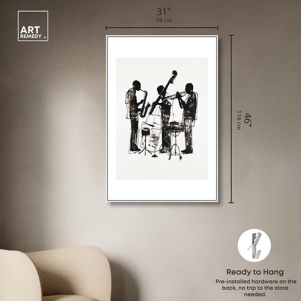 dimension image slide 15 of 24, Bebop II Black Art Canvas Print by Art Remedy