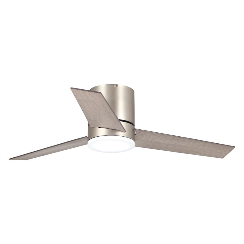 48" Modern Low Profile 3-Blade Flush Mount LED Ceiling Fan with Light and Remote - 48 in