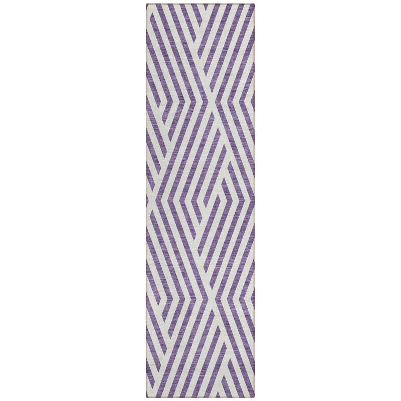 Machine Washable Indoor/ Outdoor Modern Diamonds Chantille Rug