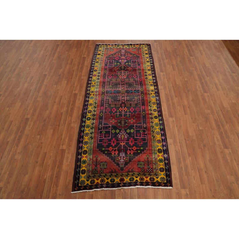 Hand Knotted Oriental 100% Wool Carpet Traditional Geometric Brown Ardebil Runner Rug - 9' 6'' X 4' 0''