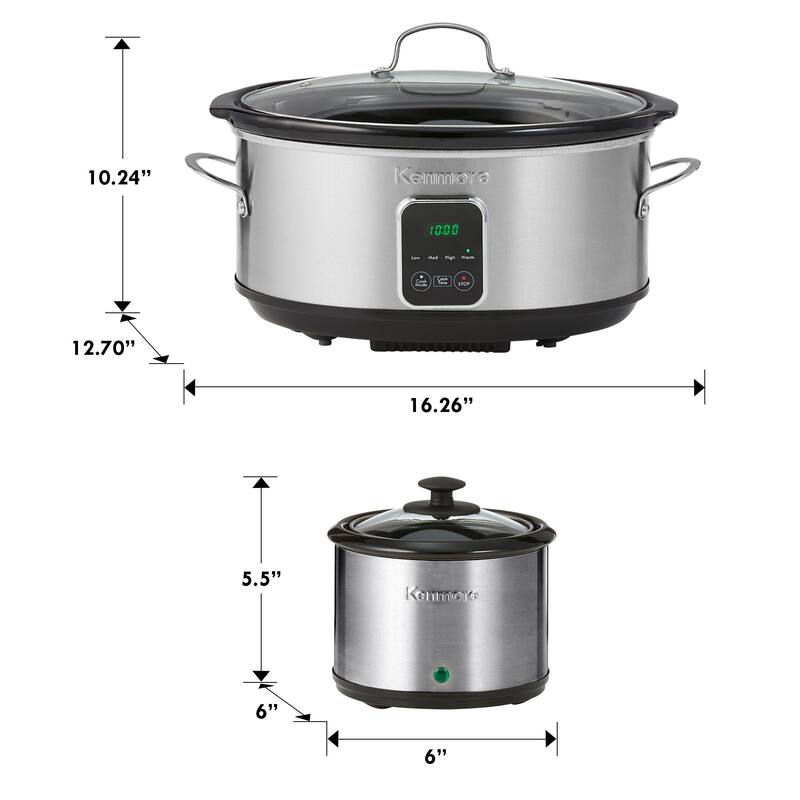 Kenmore Programmable 7 qt (6.6L) Slow Cooker and Dipper, Black Silver