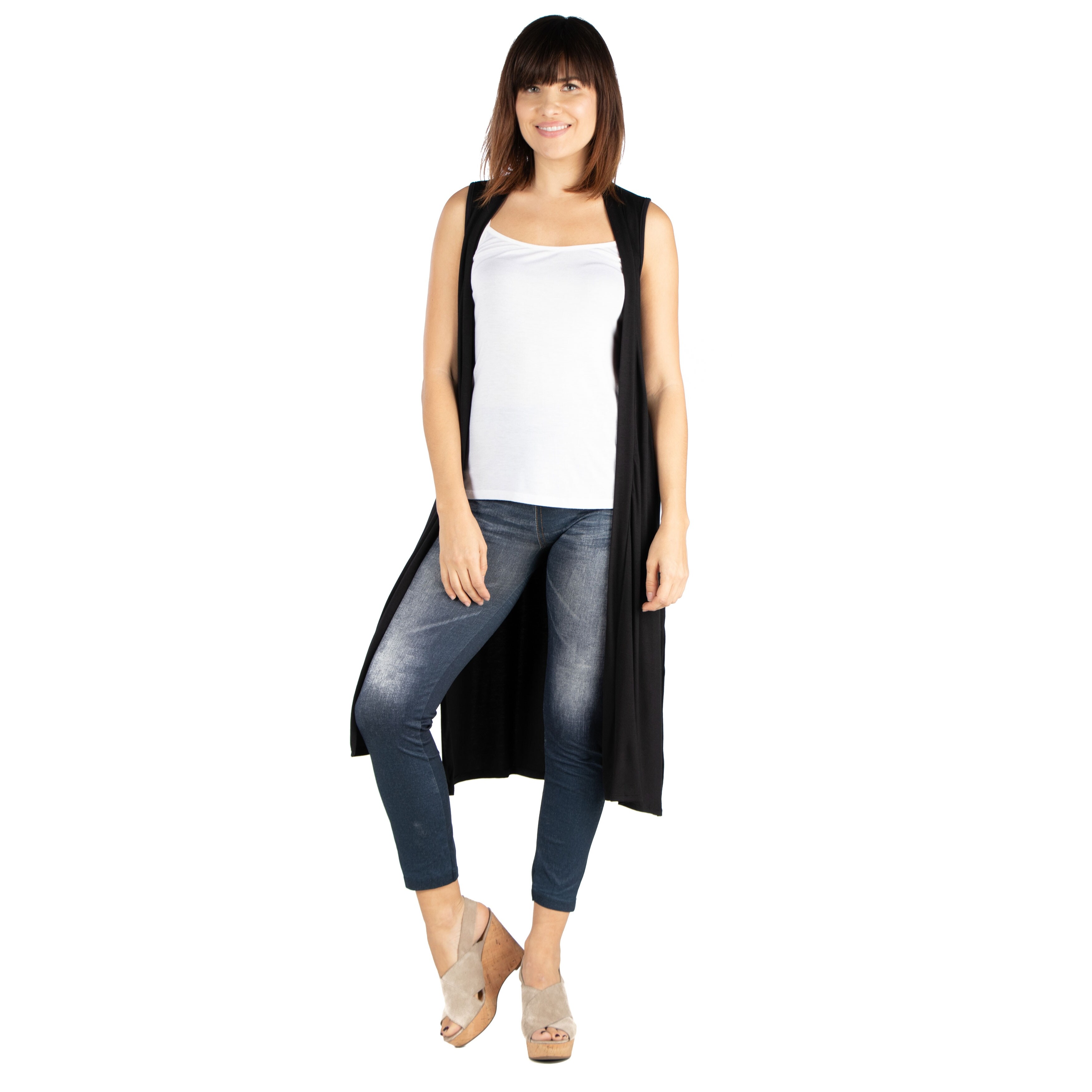 women's long sleeveless cardigan