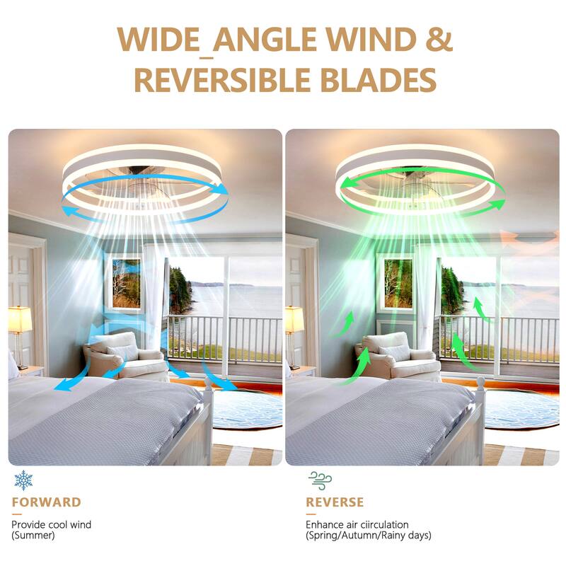 Remote Control Flush Mount Ceiling Fan Silent Fan Light with Adjustable Color Temperature & 6 Adjustable Wind Speeds