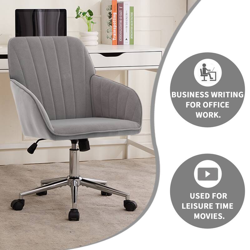 Adjustable Velvet Office Chair Ergonomic Swivel Chair with Backrest