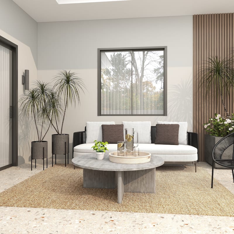 Light Grey or Dark Grey Iron Cylinder Modern Planter Set (Set of 2) - S/2 19", 23"H