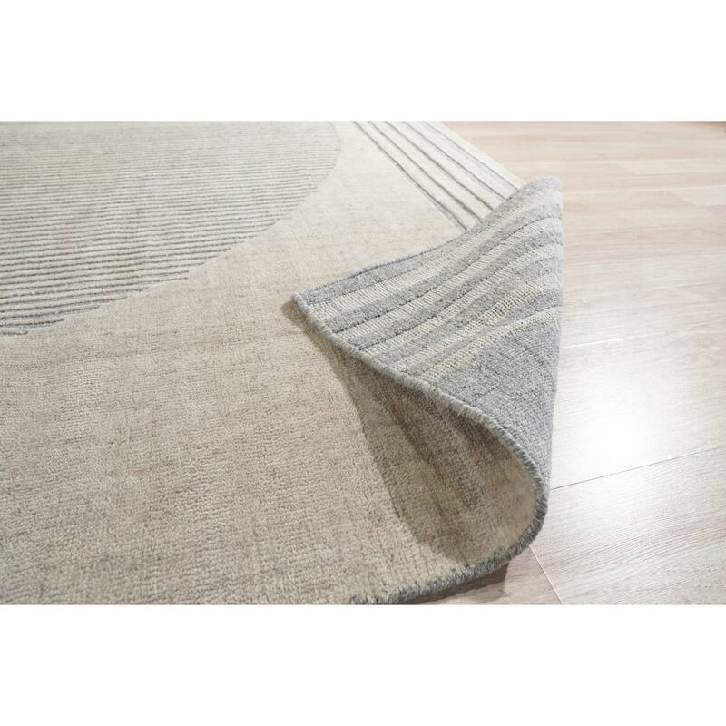 Hand-Tufted Wool Modern Tufted Loop Rug, 5' x 8', Light Brown Area Rug, Luxurious Soft Texture for Home Interiors - L