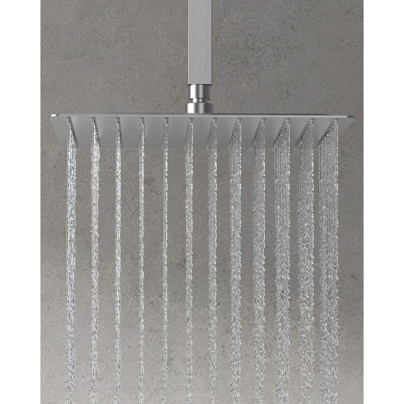 GRANDJOY Digital Display Shower System, 12" High Pressure Dual Shower Heads with Handheld Spray