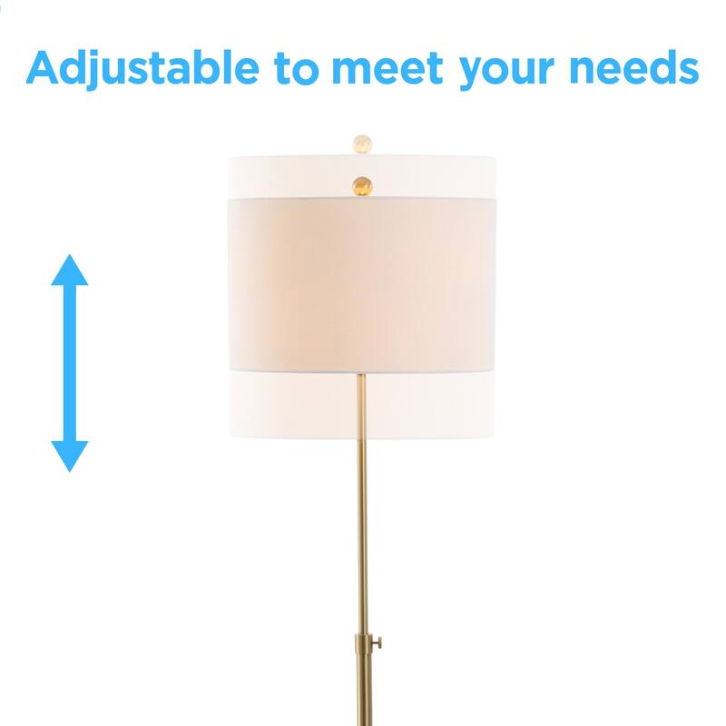Oskar 65" Adjustable Height LED Floor Lamp, Brass/Black by JONATHAN Y - Black/Brass Gold - 55-65" H x 16" W x 16" D