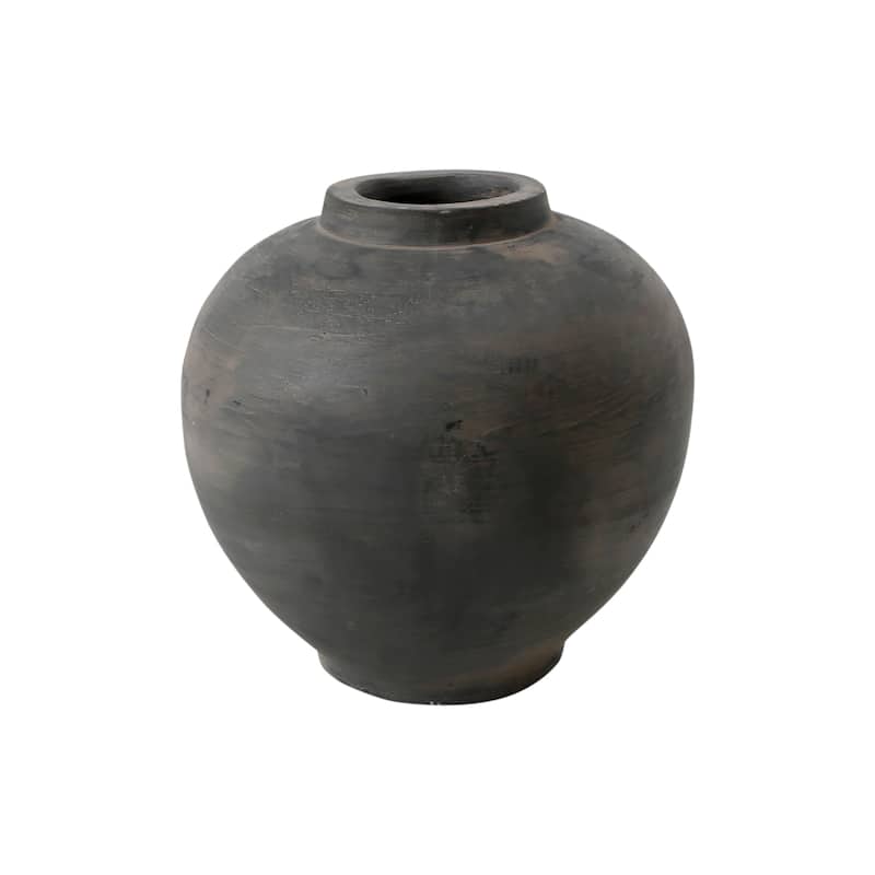 Artissance Earthy Gray Small Pottery Apple-Shaped Pot, 10 Inch Tall