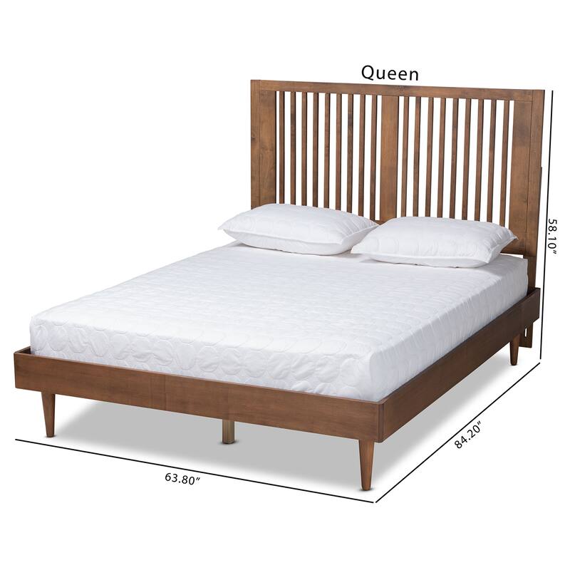 Kioshi Transitional Ash Walnut Finished Wood Platform Bed