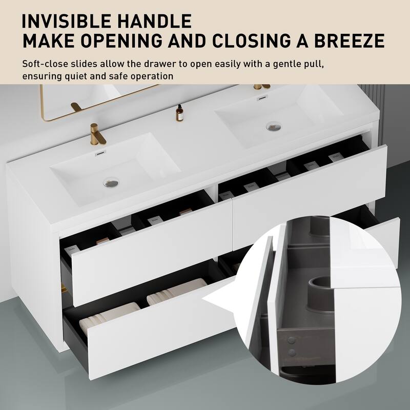 GDFStudio 72" Freestanding Bathroom Vanity with Double Sinks