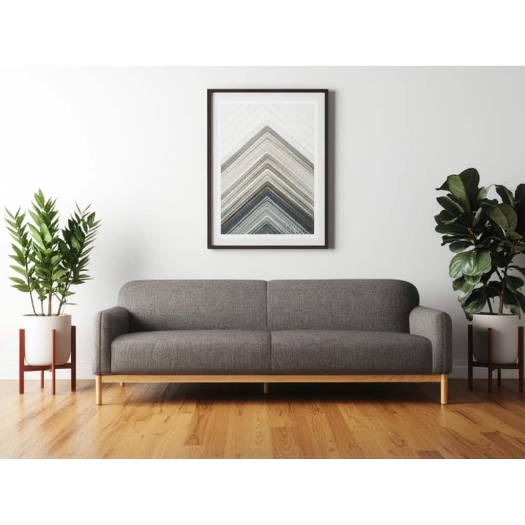 HomeRoots 90" Gray Fabric Sofa With Brown Legs