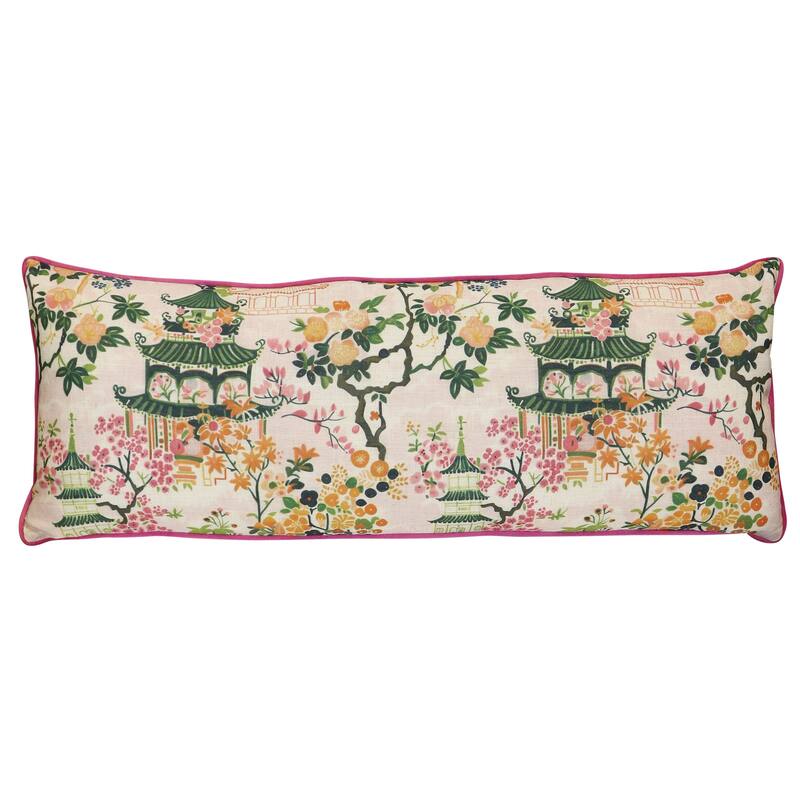 StyleCraft Golden Pavilion Chinoiserie Pillow - Multicolor - 36" x 14"