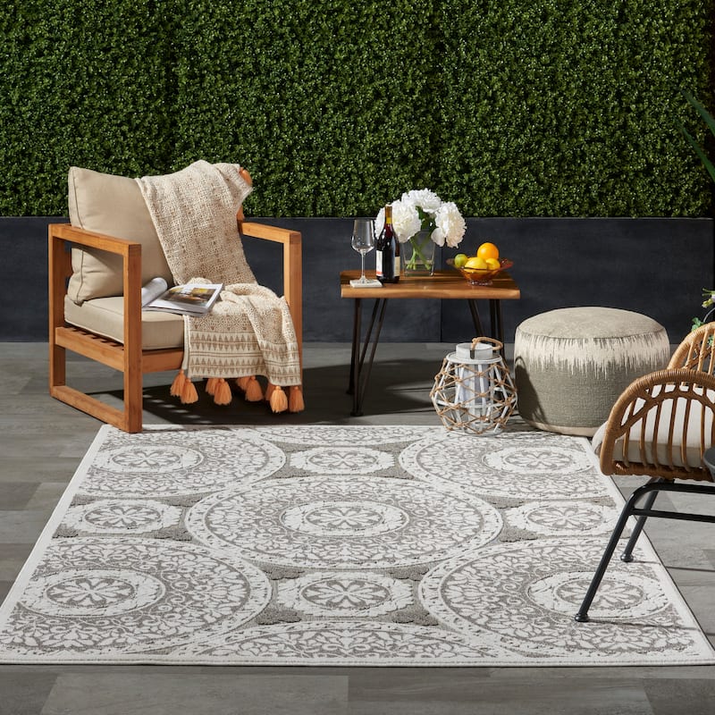 Nourison Calobra Boho Medallion Indoor Outdoor Area Rug - 5'3" x 7'3" - Taupe