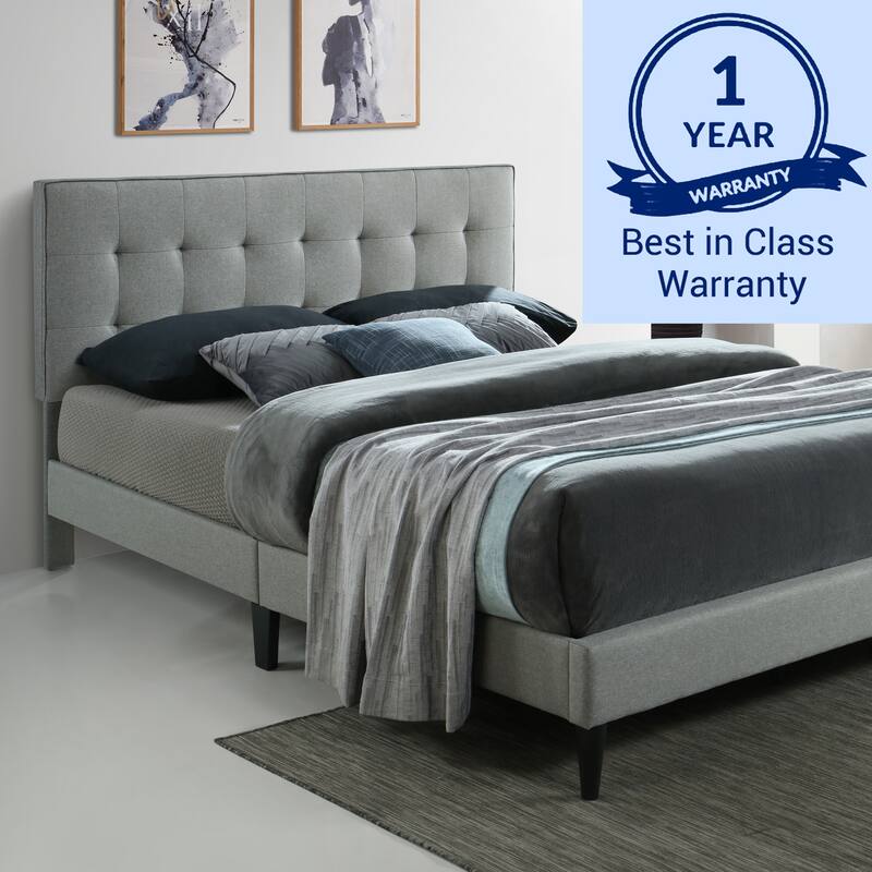 Ella by Ovis Upholstered Tufted Platform Bed Frame - stone - Queen