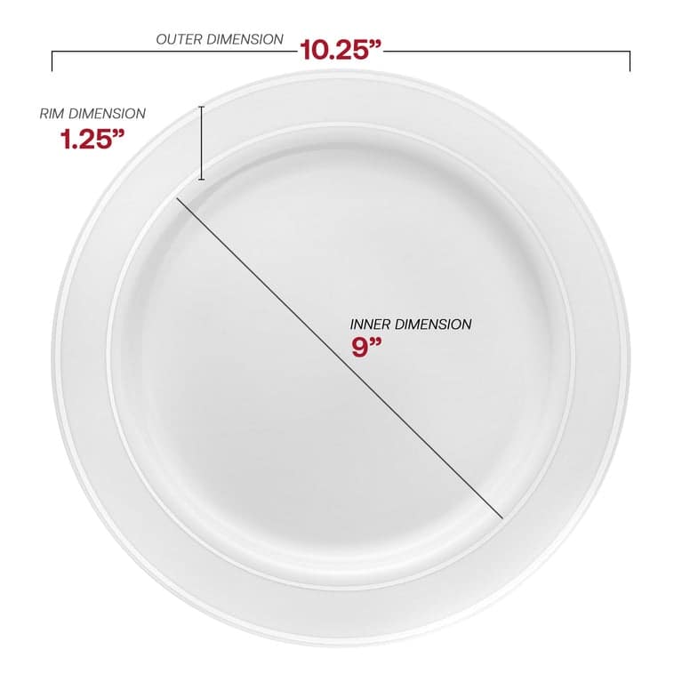 Shiny Round Edge Rim Disposable Plastic Plate Packs - Party Supplies