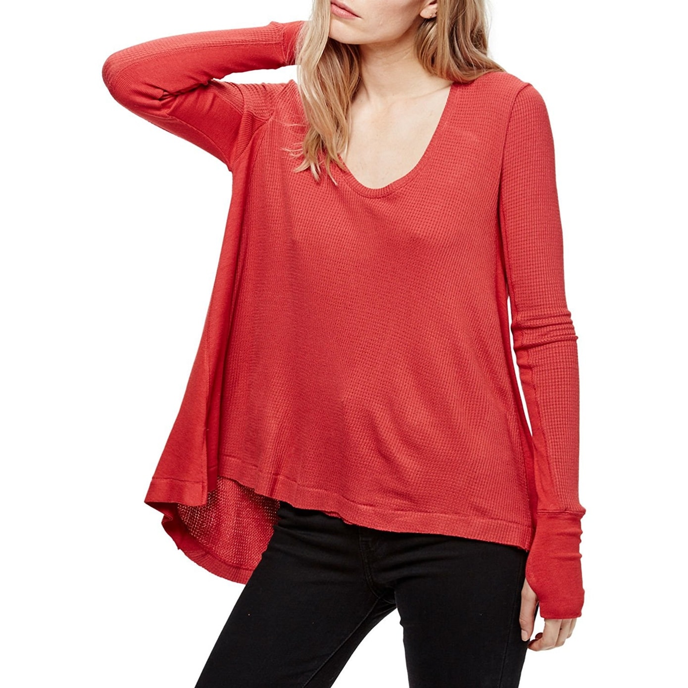 Shop Free People Malibu High Low Thermal Top Shirt Xs Overstock 20284458