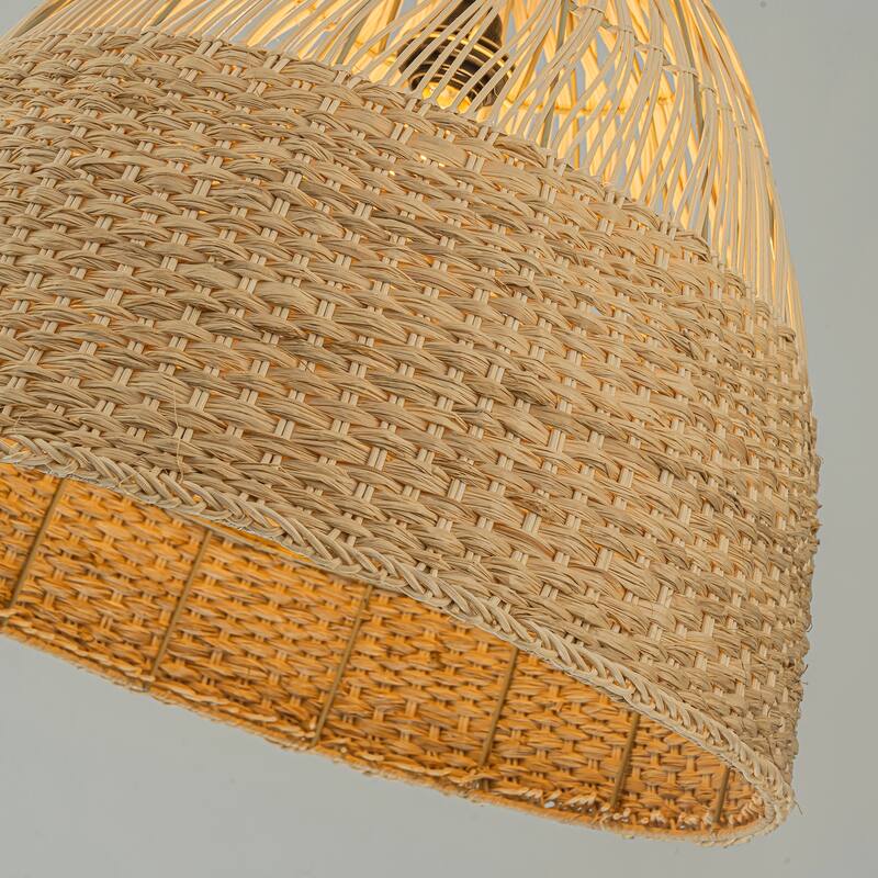 Willa 1-Light Rattan Dome Pendant, Coastal Boho - Handwoven - 20" Wide
