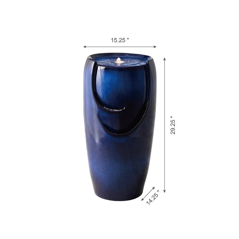 Glitzhome 30"H Oversized LED Ceramic Fountain