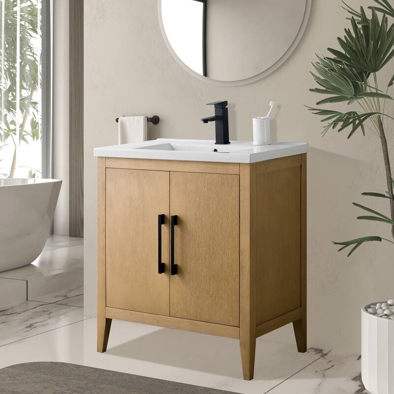 Vanity Art 20" or 24" or 30" Single Sink Bathroom Vanity Cabinet with Ceramic Top