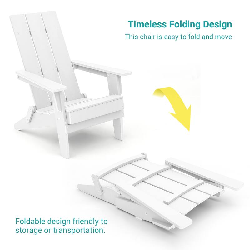 BONOSUKI Folding Adirondack Chair,Weather Resistant Patio Chair-Set of 2