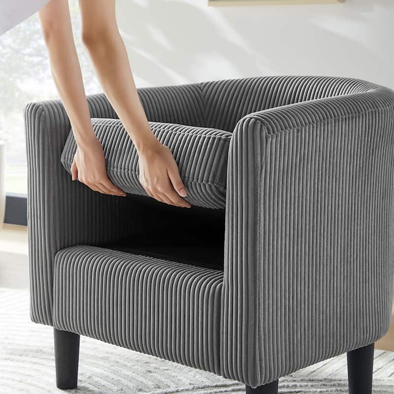 Corduroy Single Sofa Chair with Ottoman Foot Rest