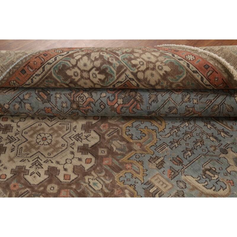 Geometric Blue Tabriz Persian Rug Hand-Knotted Traditional Wool Carpet - 8'3"x 11'2"