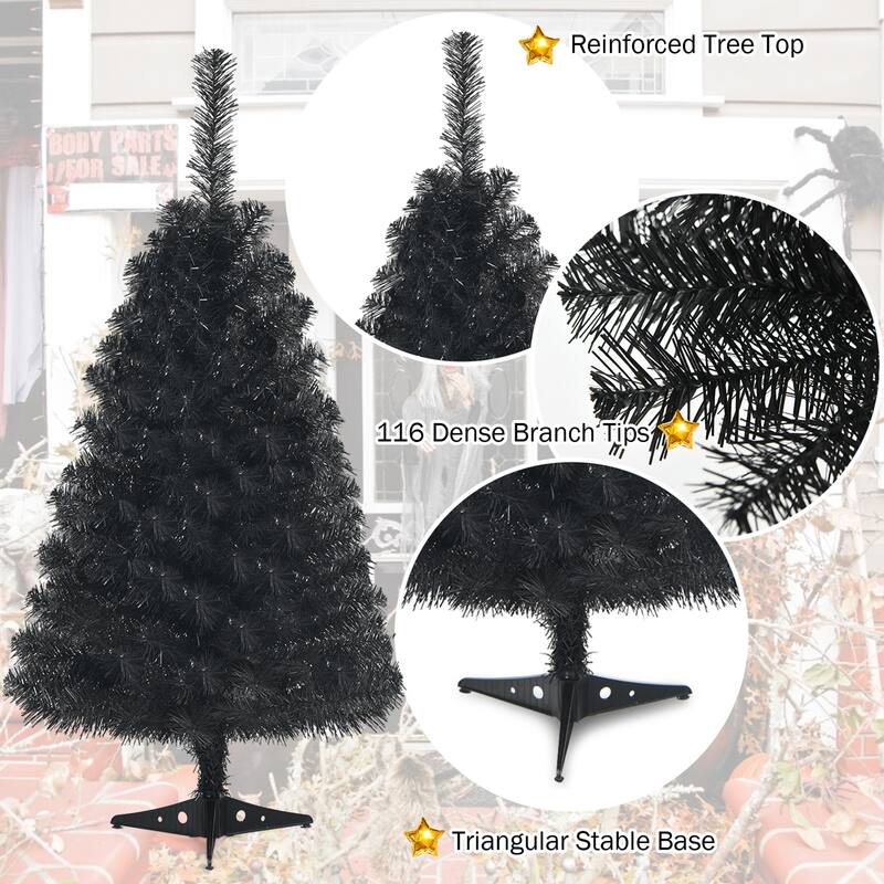 Gymax 3 Ft Un-lit Black Halloween Tree Artificial Tabletop Christmas - See Details