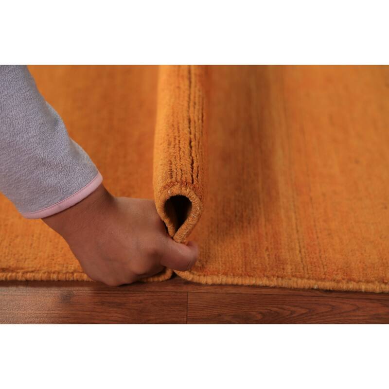 Gabbeh Modern Rug Hand-Knotted Striped Wool Carpet - 3'5" x 4'11"