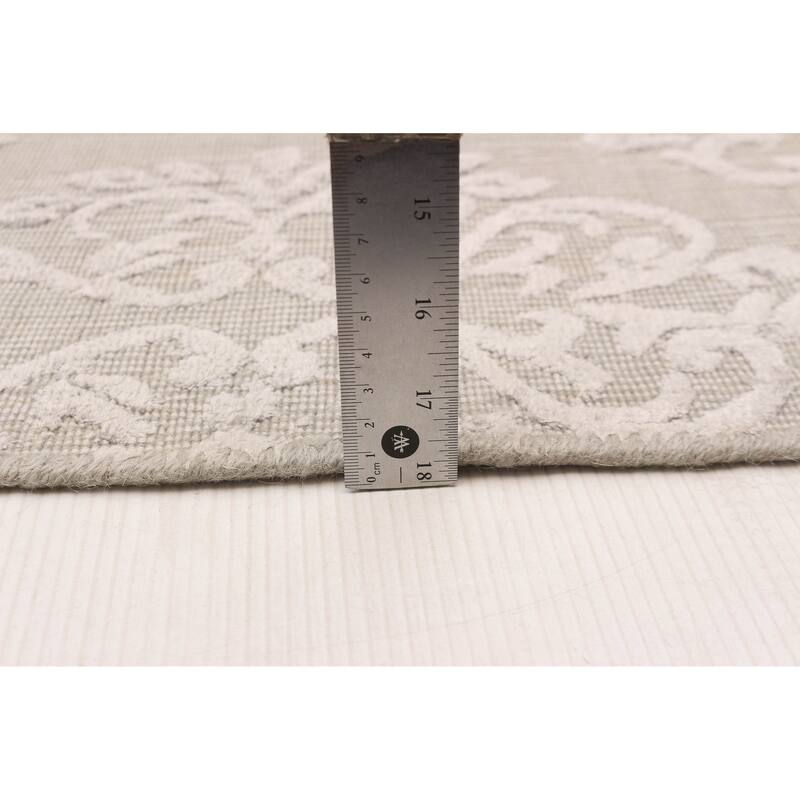 ECARPETGALLERY Hand Loomed Elysian Light Grey Viscose, Wool Rug - 5'0 x 8'0