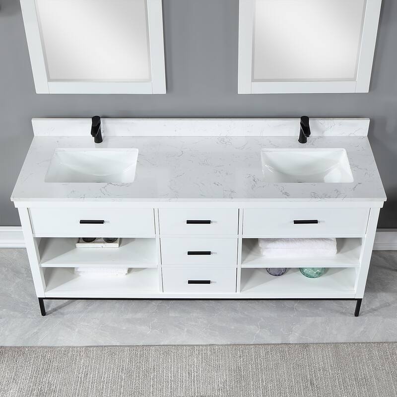 Altair Kesia Bathroom Vanity with Composite Stone Countertop with Mirror