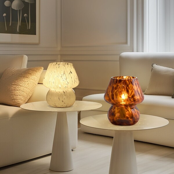 Brown Leopard Print All glass Table Lamp with Inline Switch 5.75 x 5.75 x 7.25 L x W x H Bed Bath Beyond 40966418