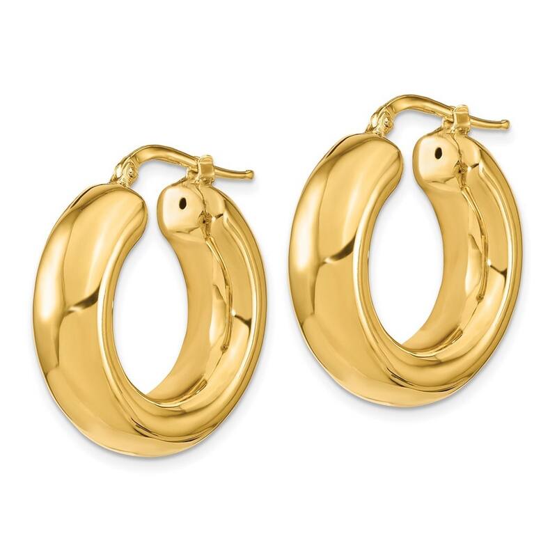 Curata 14k Yellow Gold Polished Wide Hoop Earrings 27.5x8mm