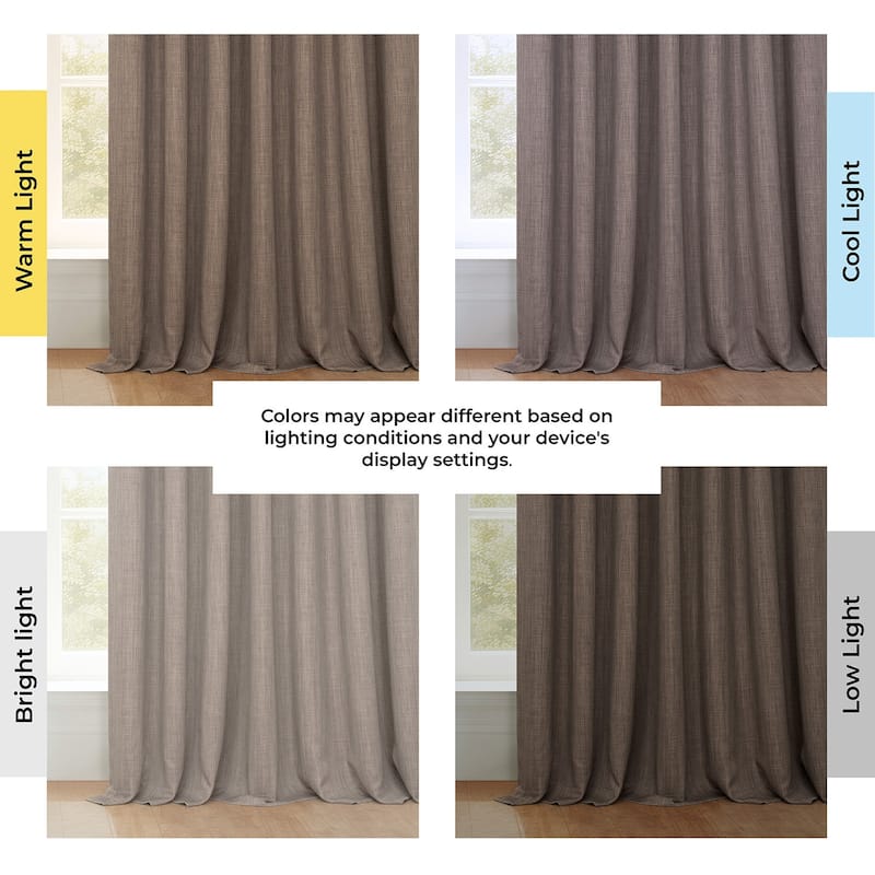 Exclusive Fabrics Textured Faux Linen Extra Wide Curtains Rod Pocket Single Panel (1 Panel)