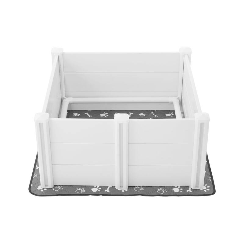 Grey PVC Whelping Box for Dogs with Adjustable Doors and Pad