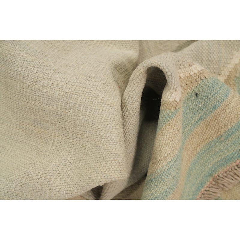 Hand Woven Oriental 100% Wool Carpet Southwestern Modern Multi-Colored Kilim Area Rug - 9' 9'' X 8' 2''