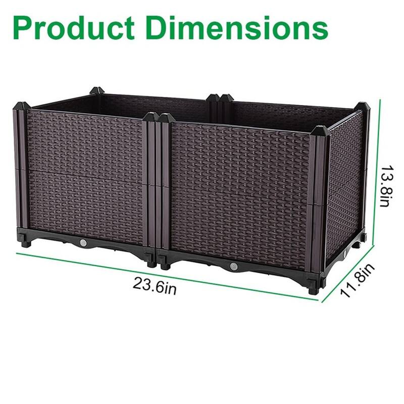 Elevated Plant Growth Box with Water Storage Tray for Indoor Outdoor Vegetable Gardening
